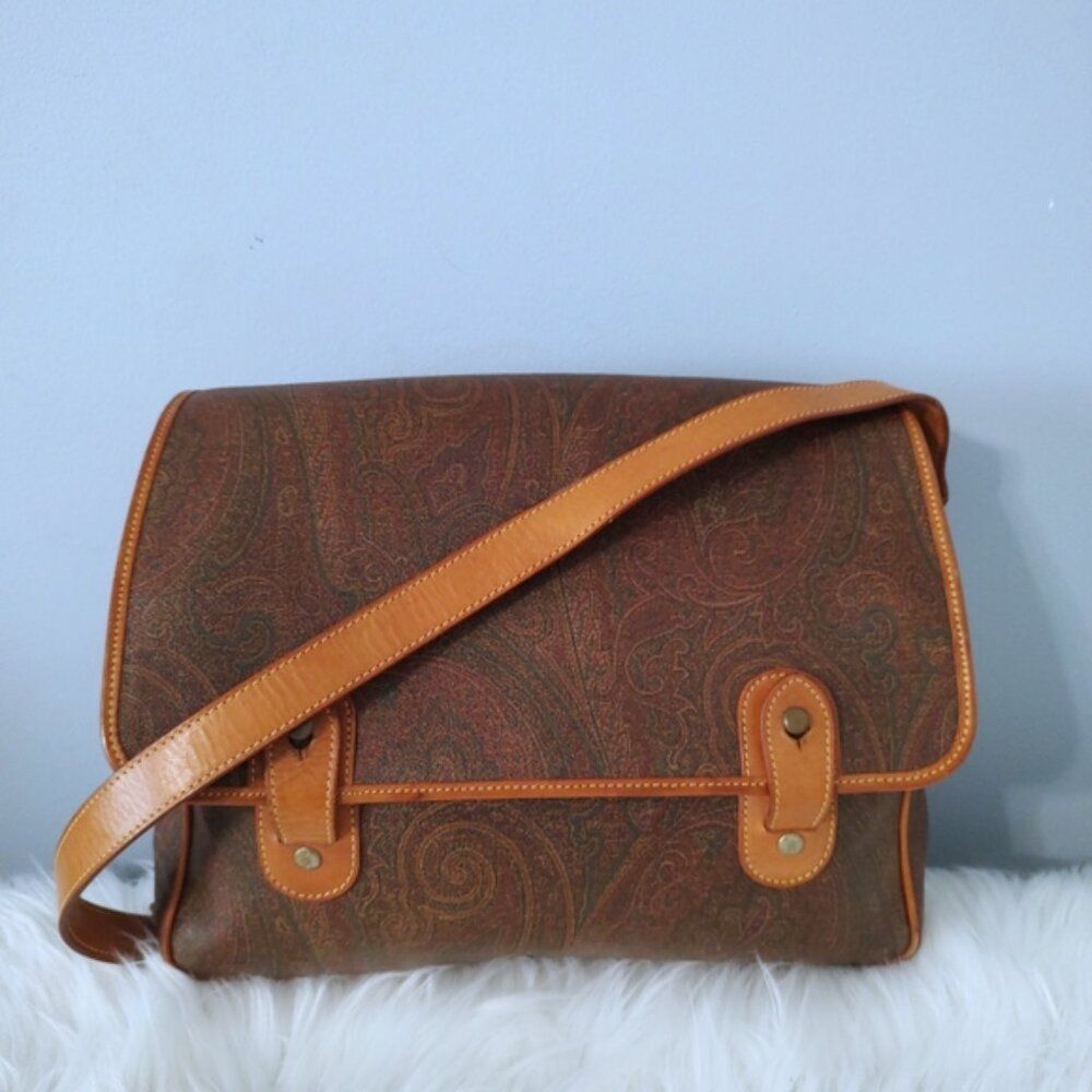 Etro vintage 90s messenger bag crossbody paisley EUC